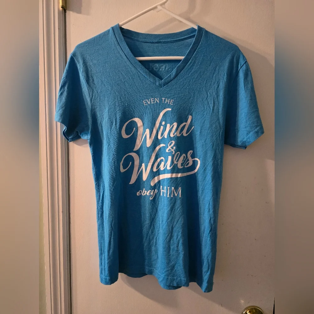 Even the Wind and Waves Obey Him, Women's T-shirt, Blue, medium - Picture 1 of 3
